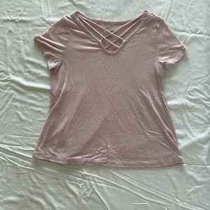 Mossimo Pink Cross Design Short Sleeve T-shirt (Size Small)